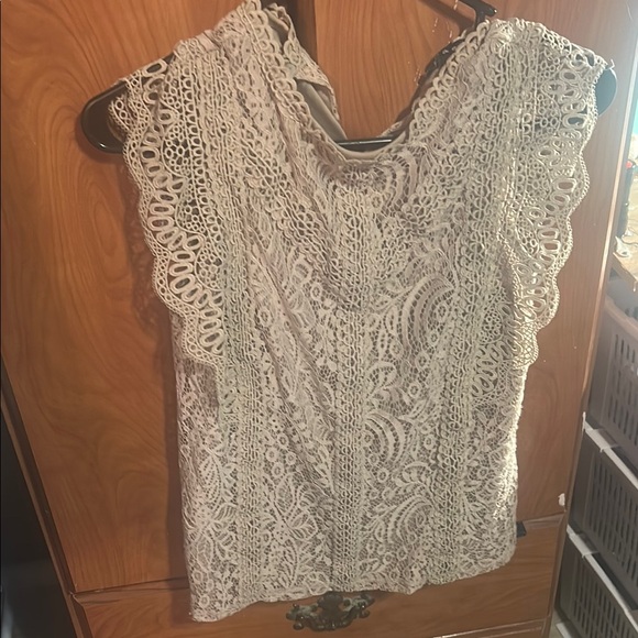 Cable & Gauge Tops - Cable & Gauge Cream Ruffled Asymmetrical Blouse